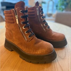 3.1 Phillip Lim Brown Kate Double Zip Combat Boots Booties